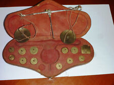 antike Waage Goldwaage Münzwaage im Leder Etui um 1800  Ducaten,Louis Dor,SELTEN