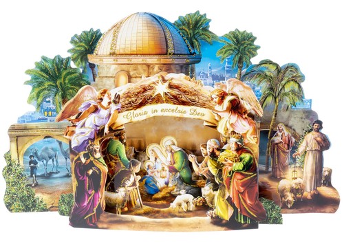 Große papierkrippe mit - große,