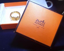 HERMES Schal Ring Gold Atame Kreis Knoten Design Ton Box Damen Accessoires