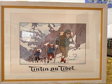 Edler Glas gerahmter Tintin /  Tim und Struppi Druck   „Tintin au Tibet“