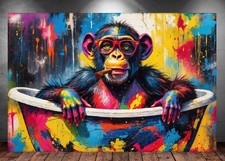 LEINWAND BILD ER XXL ABSTRAKT AFFE SCHIMPANSE ZIGARRE GRAFFITI WAND POSTER P1859