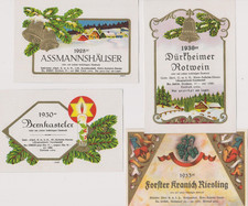 4 Wein-Etiketten aus Deutschland 1928-1933, Mustervorlagen Gebr.Illert - Rarität