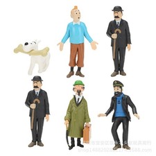 6pcs die Abenteuer von Tim und Struppi Figur Figurine nach Hause Oranmen Neu