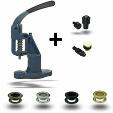 Set Ösenpresse mit 120 Stk. (T-1) Messing Ösen + Ösenwerkzeug und Lochpfeife