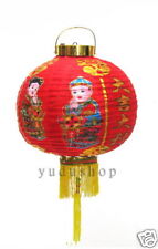 rund Lampion aus Stoff mit chin. Zeichen  in  rot