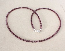 45 cm Facettiert  Granat  Edelstein  kette ,ca, 4 mm  Silber 1 a  ( SK-51  )