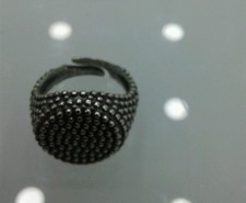 Ring Runde Silber 925 Gestrahlt Bleigranulat Ring Mann Verstellbar Ball Ring