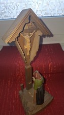 Holz  Anri  Inri Martel Krippe Jesus Kreuz Handgearbeitet Feinarbeit Vintage