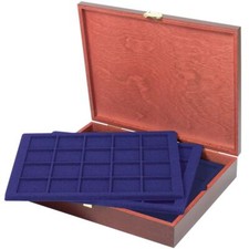 Lindner Echtholz Münzkassette mit 5 Tableaus für 100 Münzen S2495-S2120ME Neu