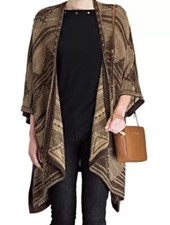 RALPH LAUREN Cardigan Poncho Strickcape Jacke Cape XS S braun Seide 499 € Casual