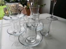 Türkische Teegläser 6 Stück * Transparent Tee Glas + Unterteller