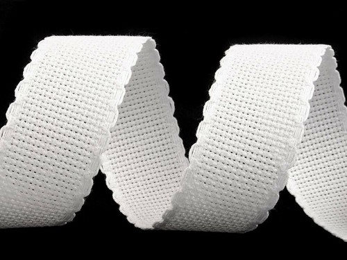 Stickband aidastoff weiß 3cm - stickband,