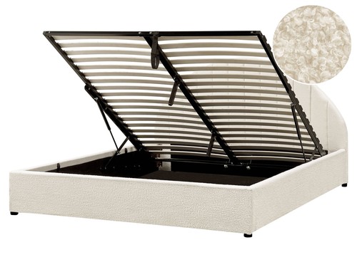 Bett bouclé cremeweiß mit - cremeweiß,