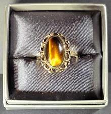 Damenring Gold 333/8 Karat Gelbgoldring mit Tigerauge 4,3 g Gesamtgewicht - Ø 58