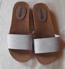 Neu"VIVA"Schicke Sandalen Latchen Silber/grau Sehr Leicht 3cmAbsatz GR:36 NP6,99