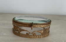 Antike Französische Schmuckschatulle Glas und Messing