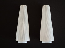 2 x Lampenschirme Ersatzgläser Glas weiß/transparent Streifen 50er MidCentury