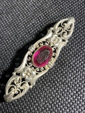 Jugendstil Brosche,verneuil-Rubin, 4.9g, L.5.5cm,B-1.5cm