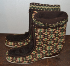 Schrille Hausschuhe Hausstiefel Hüttenschuh gefüttert DDR 70er Jahre Gr. 38