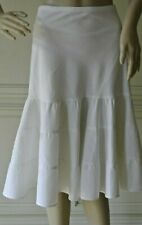 Clockhouse Leinen-Volantrock Tellerrock Sommerrock A-Linie Weiß Gr. 42