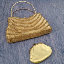 Antike Stabperlen Handtasche Theatertasche Clutch TOP ZUSTAND  Oma's Erbe LOHNT