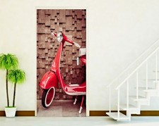 TÜRAUFKLEBER TÜRAUFKLEBER WALL STICKER DEKORATION VESPA ROT REDSCOOTER P40