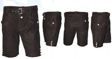 kurze sportliche Lederhose Trachtenlederhose Plattlerhose braun bestickt