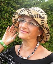 Damen Hut 20er Glockenhut in Beige Braun Sonnenhut Strohhut Gartenhut Urlaubshut