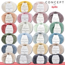 Concept by Katia 50 g Cotton-Merino Kettengarn Wolle Häkeln Stricken 23 Farben
