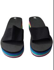 Damen Pantoletten Plateau Keilabsatz Slip On Sandalen Pumps Sommer Flip flops 38