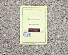 REGISTRIERSCHEIN - ZULASSUNG FÜR KLEINKRAFTRAD  SIMSON SUHL " SR2 " BAUJAHR 1959