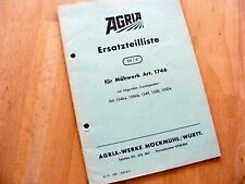 Agria 1700 Mähbalken Ersatzteilliste Mähwerk ETL Art. 1746 Balkenmäher 