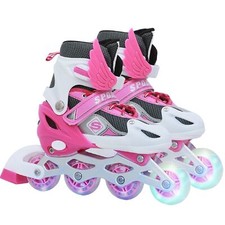 Kinder Inline Skates Rollschuhe Rollerskate mit Leucht einstellbarer Größe