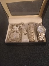 Schmucksets Mit Uhr Armband Ring Kette Alles Mit Hanfblatt Ungetragen Selten