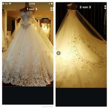 Brautkleid mit Korsage & Pailetten • Schleppe & langer Schleier [36-38 / NEU]