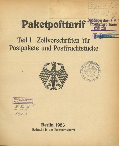 Paketposttarif teil i - paketposttarif.,