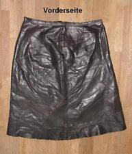 knielanger LEDERROCK / Patchwork- Rock aus Glattleder in schwarz- braun ca. 40