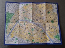 Vintage Stadtplan Paris ca. 1970 deutsch Metroplan alte Francs Commissariat