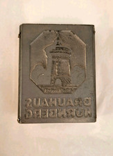 Alte Druckplatte Stempel Zinn auf Holzblock - BRAUHAUS NÜRNBERG - Sammler !