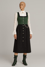 vintage Dirndl Werkstätten Beurle Salzburg anthrazit grün Leinen Wo Unikat 42 44