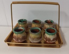 Schnapsbecher Ton Tablett 60er