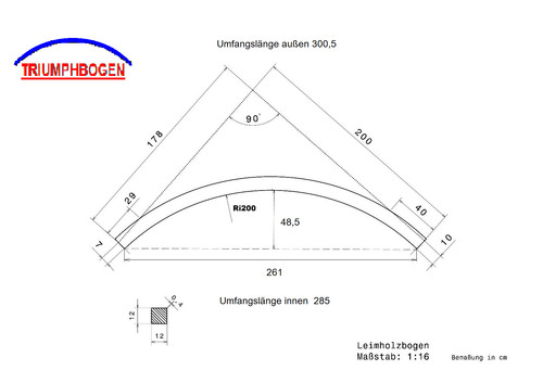 12x12 douglasie radius nach - radius,