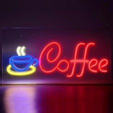 Neon LED Schild Coffee Licht Deko Lampe Schriftzug Schaufenster Café Reklame
