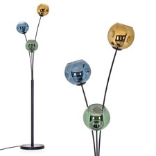 HOFSTEIN Villamare Stehlampe Stehleuchte aus Metall/Glas Schwarz/Blau/Grün/Gold