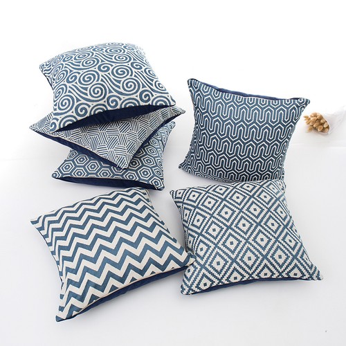 Jacquard kissenbezug blau - kissenbezug,