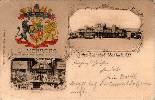 Gruss aus rostock - ak, gasthaus