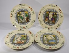 4 alte oder antike MINTON TELLER Steingut Scherben Handkoloriert Set Keramik