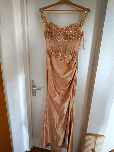 Damen abendkleid lang gold - damen,