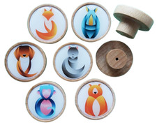 6er Set Design Druck Holz