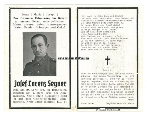 Orig sterbebild grenadier - orig.,